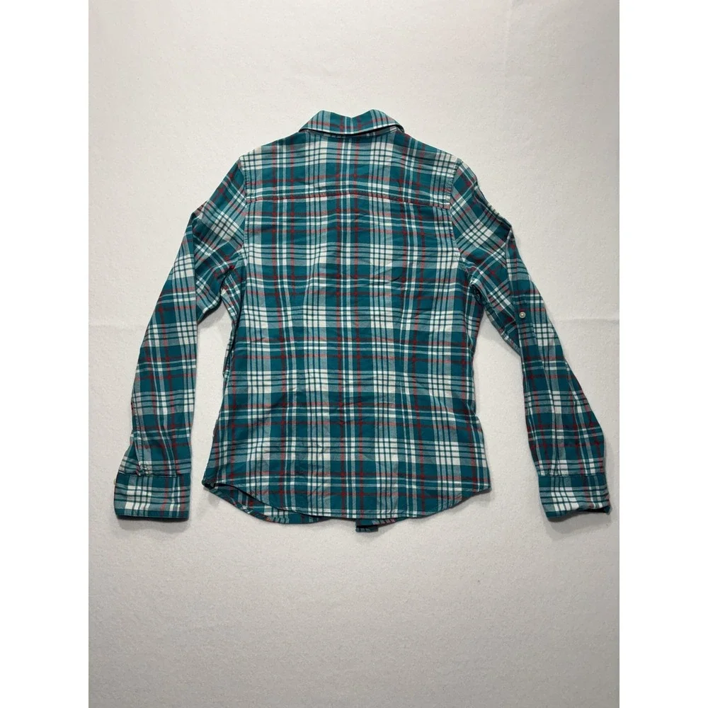 The North Face Shirt Mens Medium Green Plaid Long Sleeve Button Up Cotton Casual
